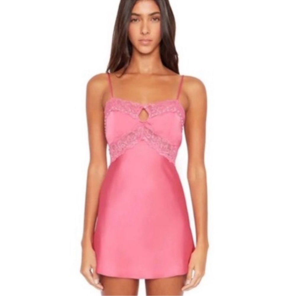 Danielle Guizio BABYDOLL SLIP DRESS - Pink